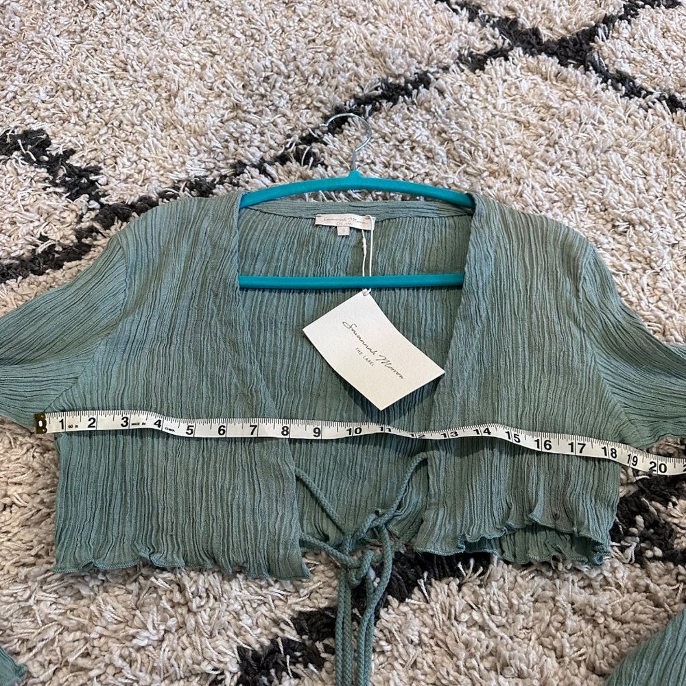 Savannah Morrow Net Sustain Adira Tie Front Crinkled Organic Cotton $248 Size S - Picture 7 of 8